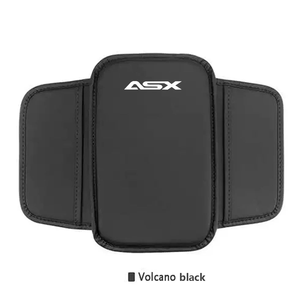 Black premium car armrest protector and storage pad with an ASX logo