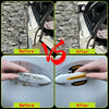 Before and after comparison of reflective stickers protecting a car door handle against scratches.