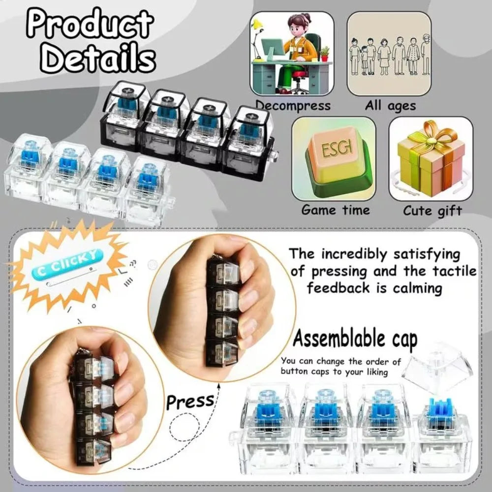 LED Clickable Stress Relief Keychain