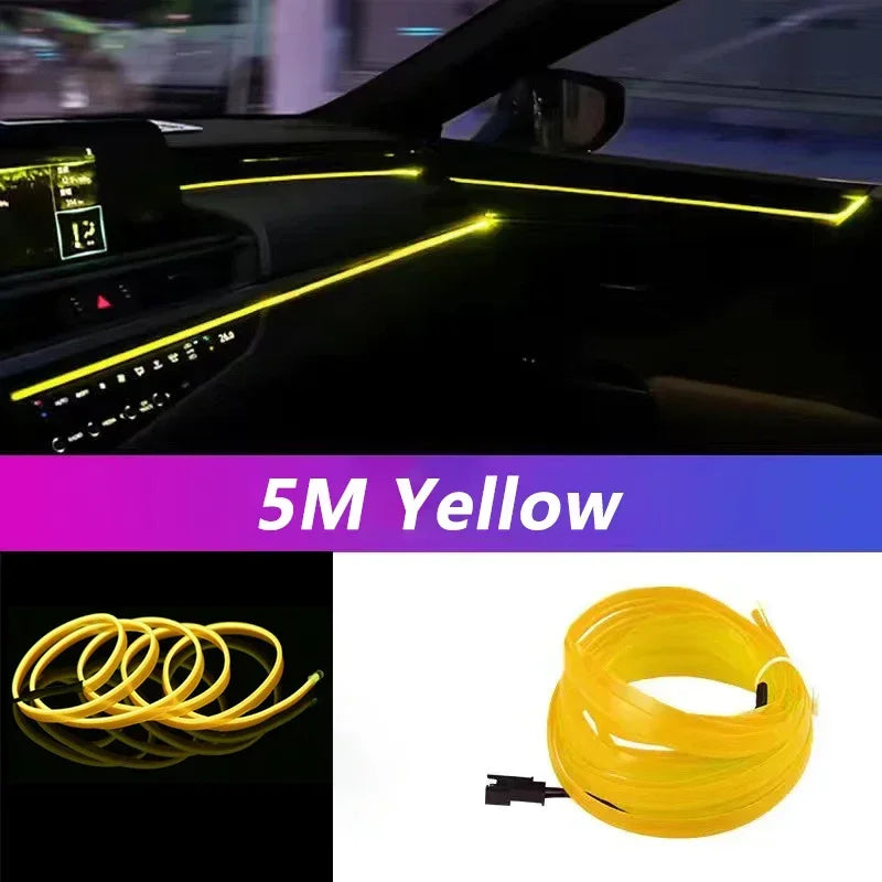 Bande lumineuse LED néon jaune flexible enroulée pour usage automobile et décoration