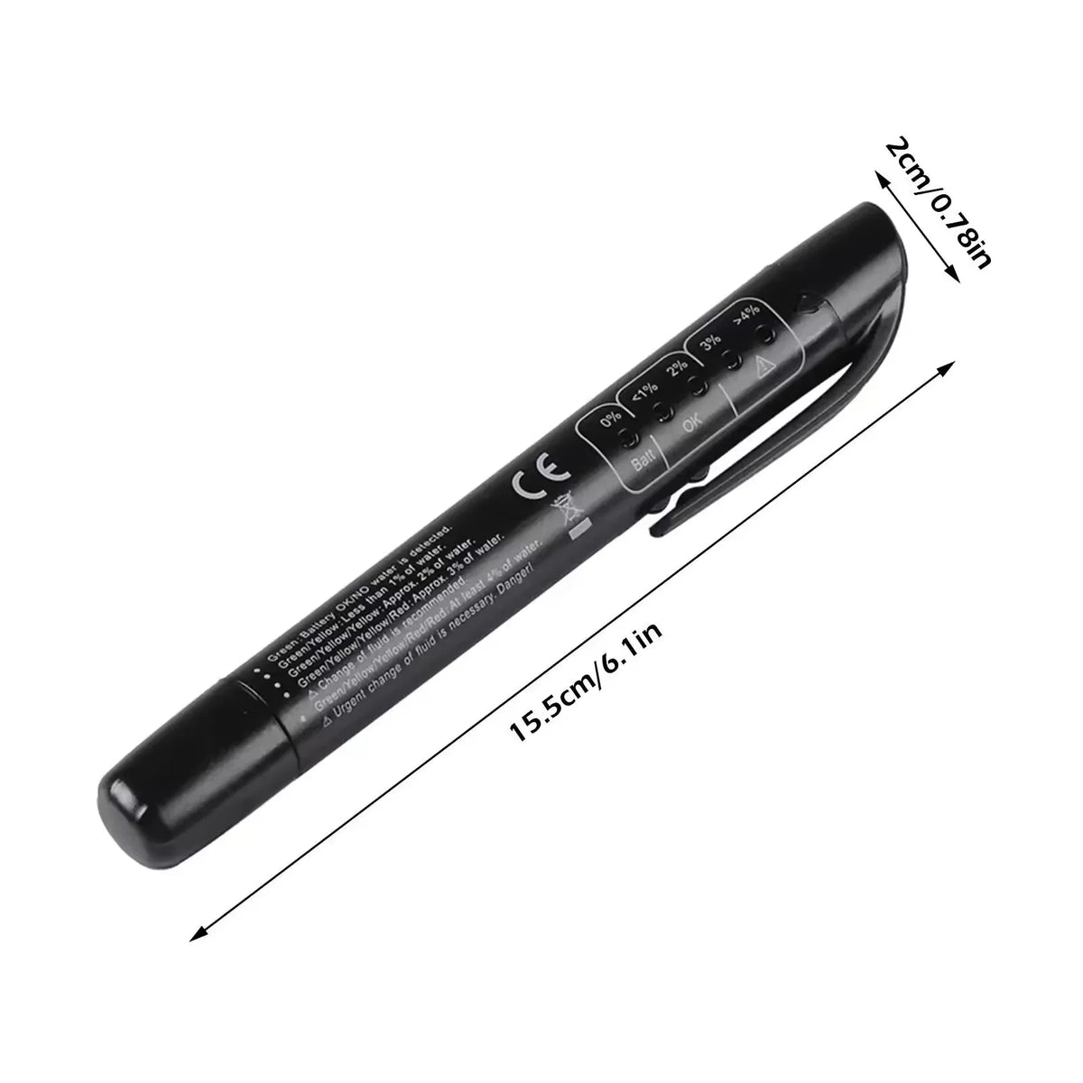 A black accurate brake fluid quality tester with markings for various fluid types.