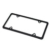 Black stainless steel license plate frame with mounting hardware