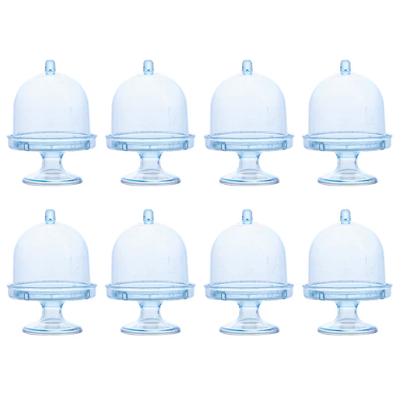 Ein Set aus acht klaren Acryl-Mini-Cupcake-Displayständer.