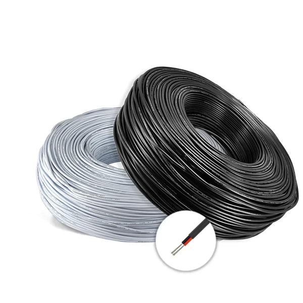 Spools of black and silver 7 core tinned copper trailer cable for automotive and lighting.
