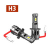 A high-performance LED car headlight bulb assembly with a silver housing and yellow light element.