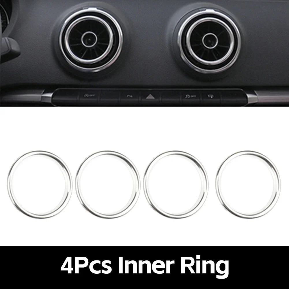 Four clear inner rings used as interior air vent trim covers for an Audi A3