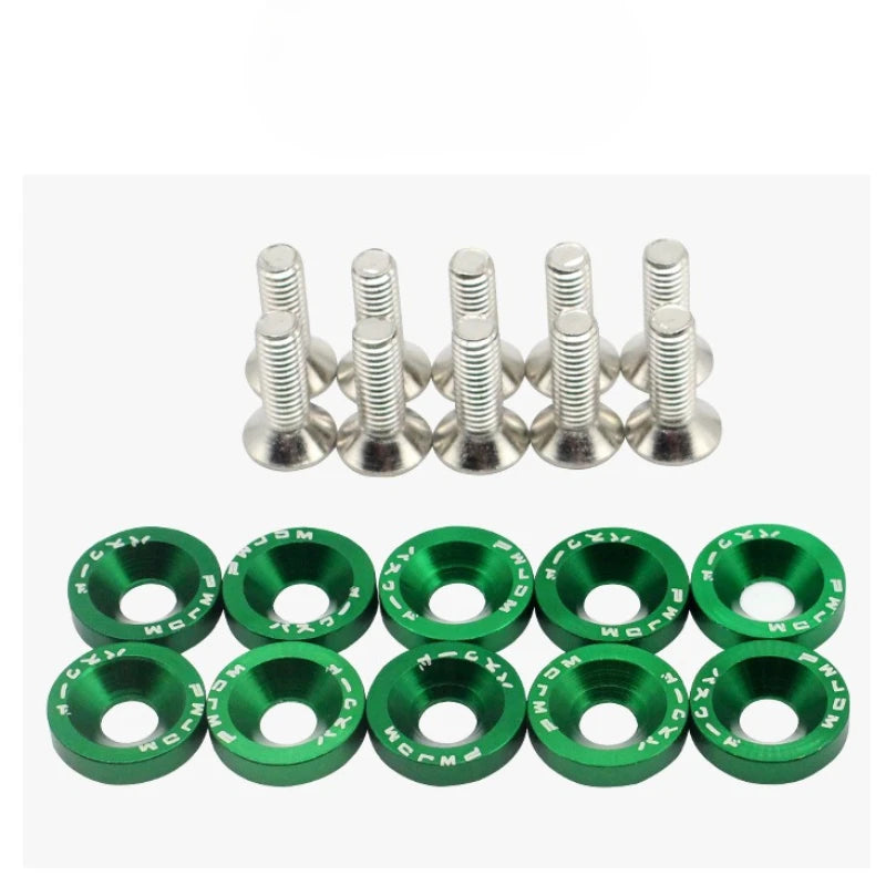 Un jeu de jointes et de fixations hexagonales vertes JDM pour modification de voiture