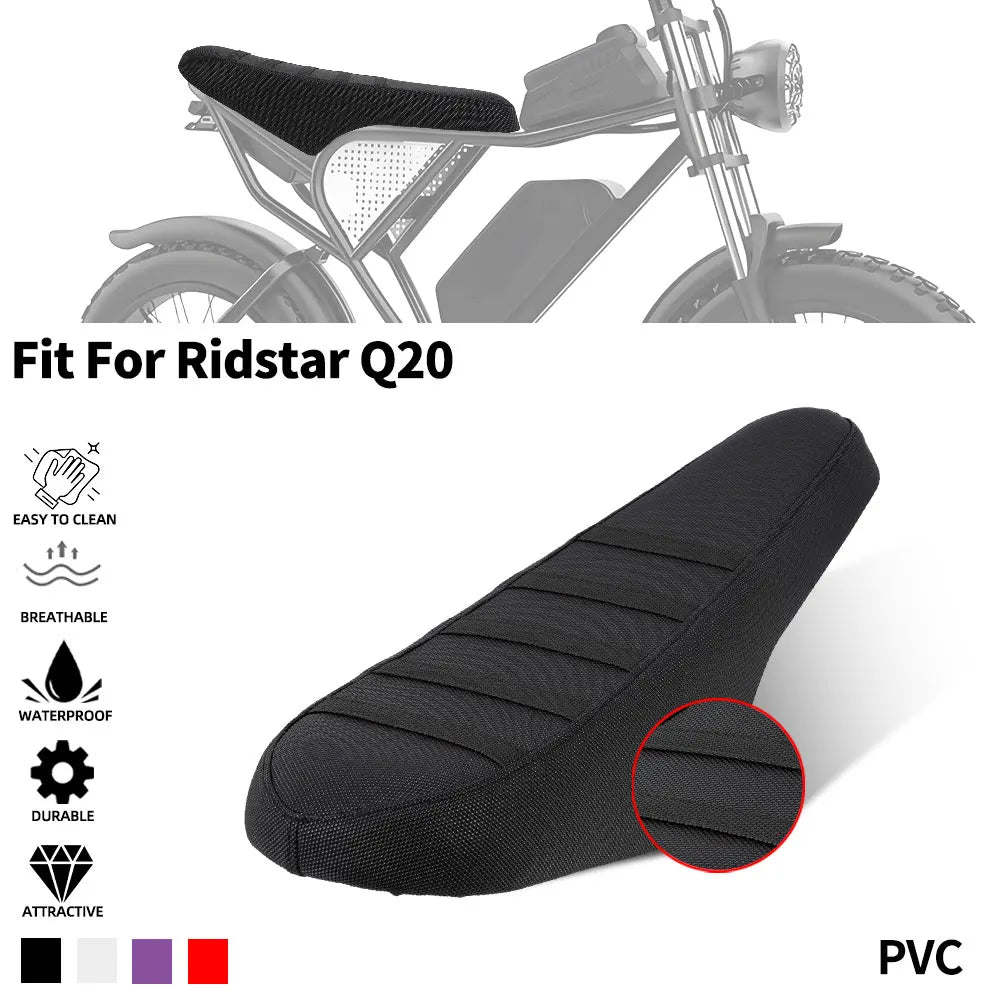 Black PVC motorcycle seat cover for Ridstar Q20 e-bike