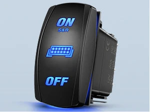 Kit de câblage pour lampe stroboscopique LED noire avec interrupteurs ON et OFF visibles.
