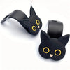 Black 3D cartoon cat headrest hooks with gold eyes and pink nose for universal storage