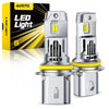Ein Set aus zwei silbernen LED-Glühbirnen mit gelben Akzenten neben der Verpackungsbox.