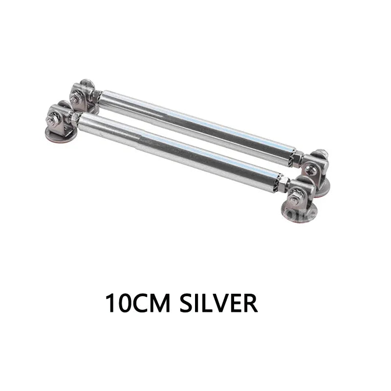 Silver adjustable bumper lip splitter rods, 10cm long.