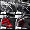 Before and after comparison of a durable tint film applied to a car's headlight and taillight.