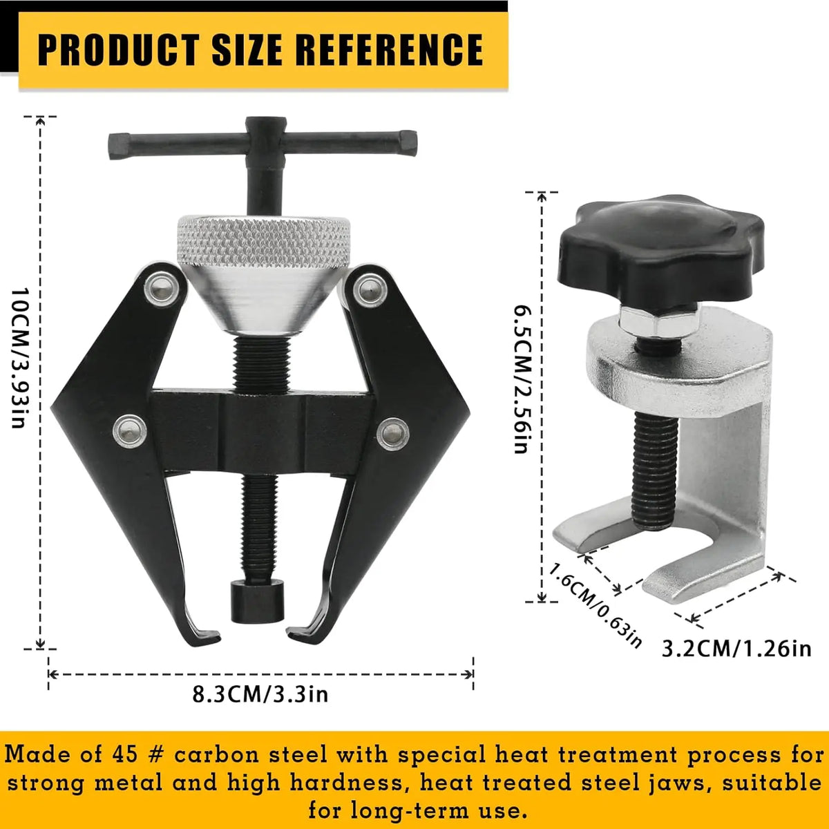 A black heavy-duty tool with a metal jaw and screw mechanism used for wiper arm removal.