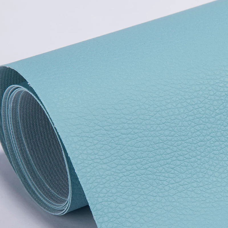 Parches de cuero PU autoadhesivos azul claro para reparar sofás y bolsos