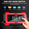 A red intelligent pulse repair charger device with a digital display and various mode buttons is shown being held by a hand.