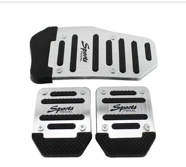 Ensemble de protections pour pédales en argent et noir pour voitures manuelles.