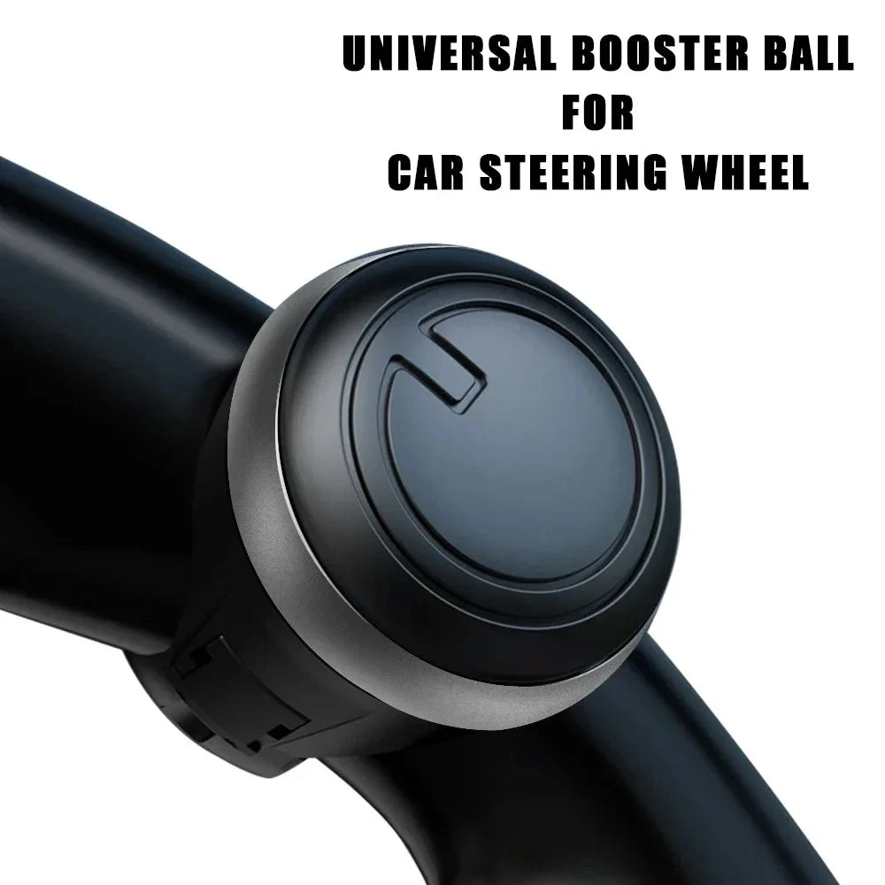 A black universal booster ball knob for a car steering wheel.
