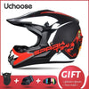 Casque de moto tout-terrain Uchoose Spark Tiki noir et blanc avec accessoires