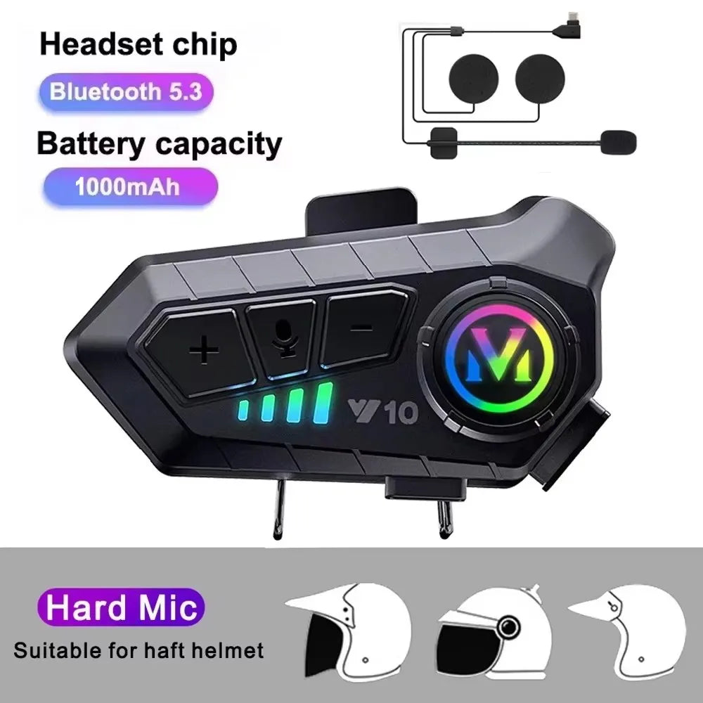 A black headset chip with a battery and audio components, suitable for a half helmet.