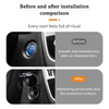 Before and after comparison showing a car start button cover, highlighting the transformation from smooth to interesting pers