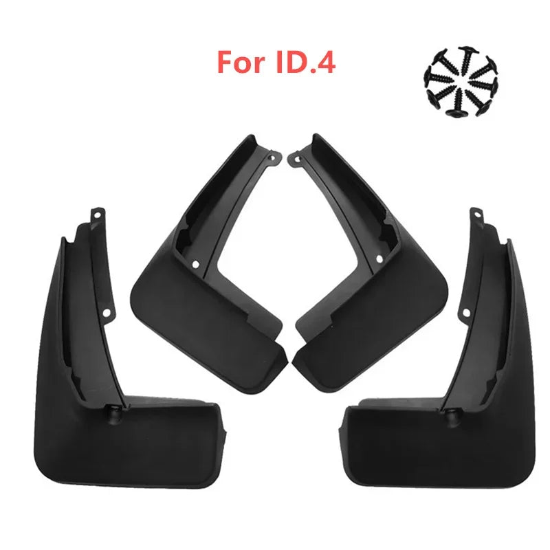 Set of black ABS mud flaps for VW ID.4 and ID.6 vehicles
