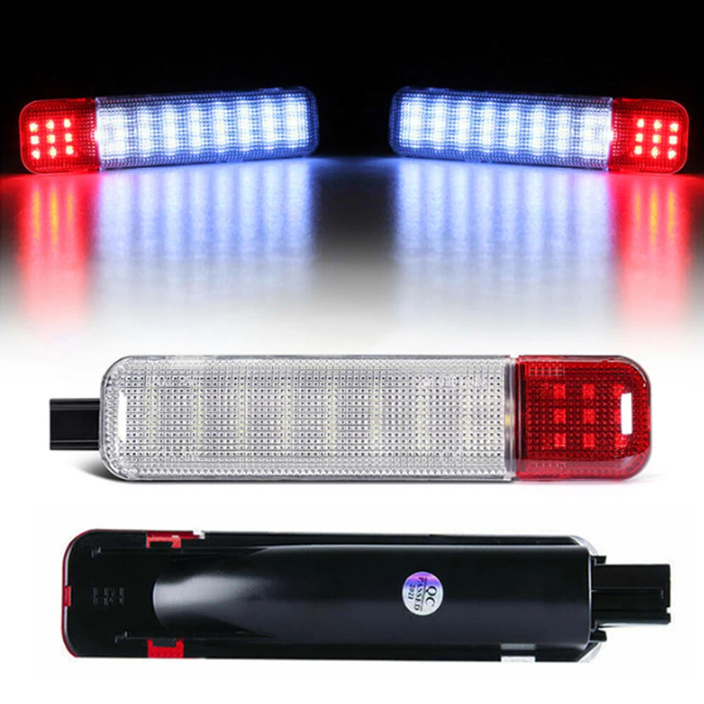 A set of universal LED interior door panel lights for large SUVs, shown in various configurations and a complete unit.