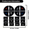 Product size information showing various buttons and their dimensions in centimeters and inches.