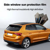 A gold Skoda car with side window sun protection film applied, showing high thermal insulation and high definition.