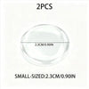 Two crystal clear ignition button protectors, small-sized, measuring 2.3cm or 0.90in.