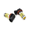A pair of high-performance H11/H8 yellow LED fog light bulbs with black and copper connectors.