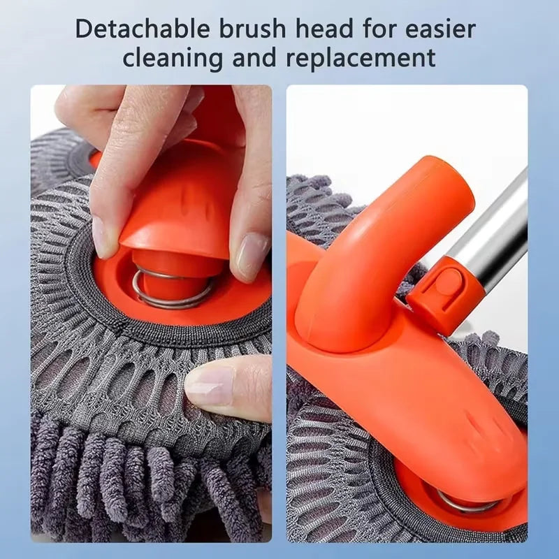Orange detachable brush head for easier cleaning and replacement on a car cleaning brush set