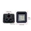 Black LED license plate lights with a square housing and mounting bracket.