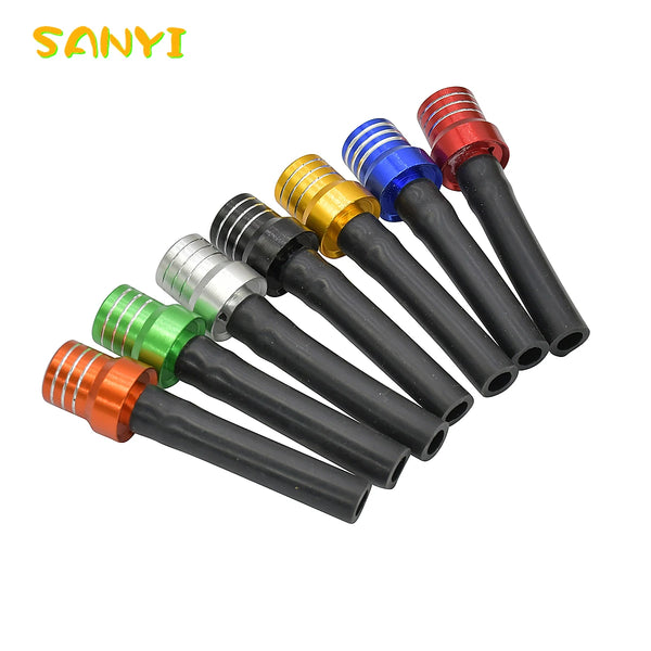 A collection of universal motorcycle fuel vent breather hoses in various colors including red, blue, gold, and green.