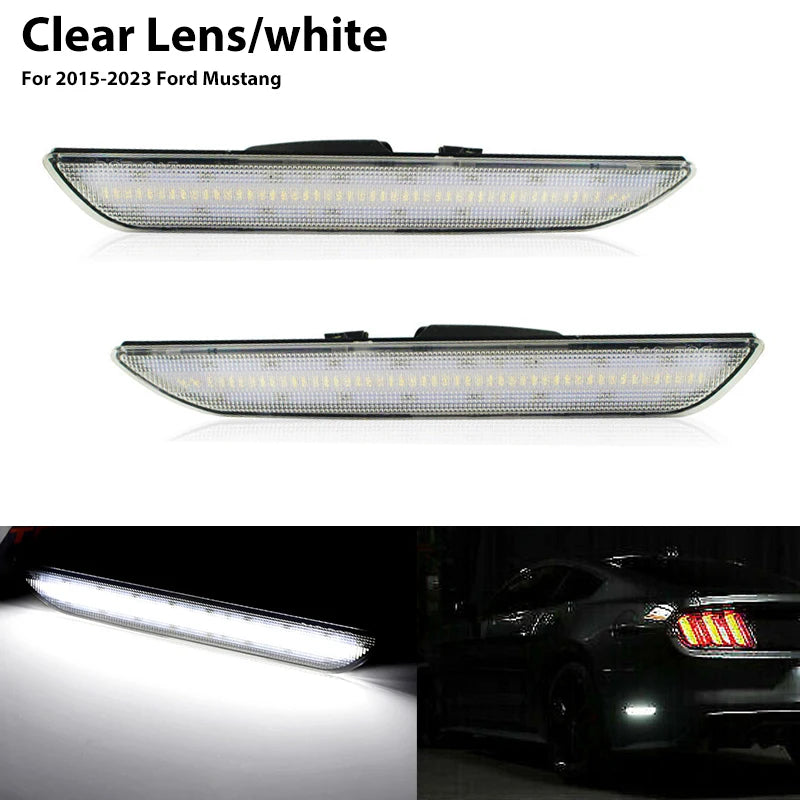 Klare Linsen weiße LED-Seitenmarkierungsleuchten für einen Ford Mustang (2015-2023)