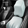 An S-Class aviation headrest cushion is shown in a car seat, designed for sweeping fatigue and comfortable driving.