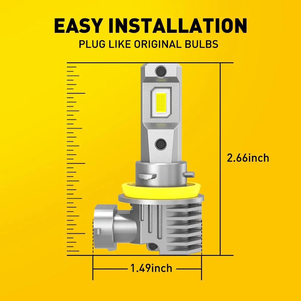 Diagramme d'une ampoule LED avec une base, étiquetée avec des dimensions de 2,66 pouces et 1,49 pouce.