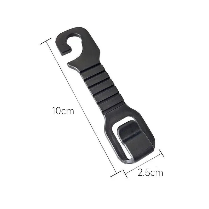 Black universal car seat back headrest storage hooks with a sliding mechanism