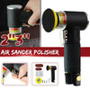A kit for an air sander and polisher, showing the main tool and various accessories.