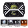 A square LED headlight assembly featuring high beam, low beam, DRL/angle eye, and turn signal functions.