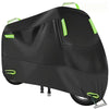 Black universal motorbike UV protection cover with lime green accents
