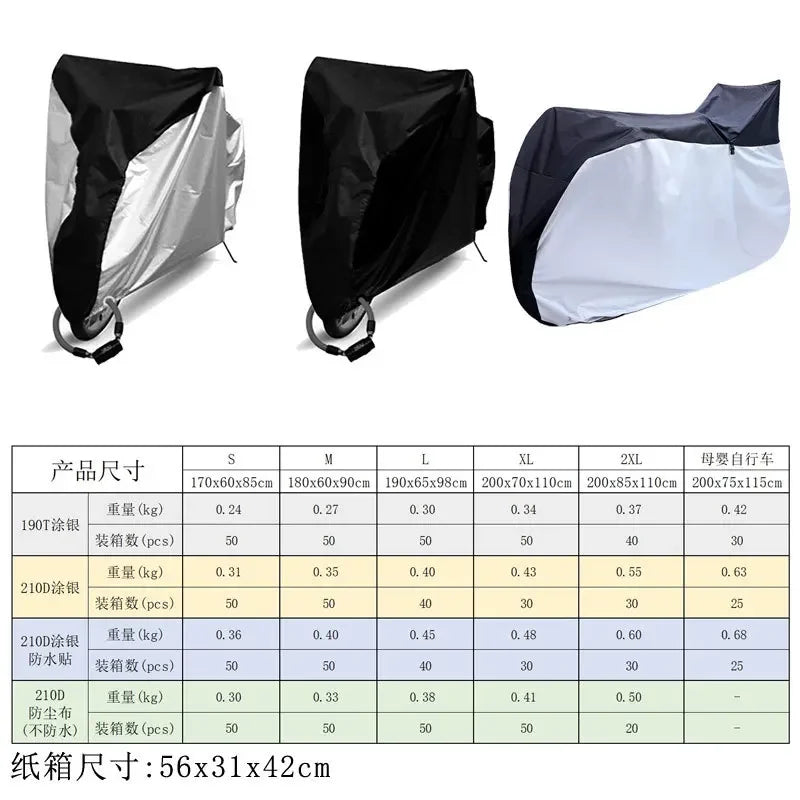 Black and gray heavy duty waterproof bicycle cover shown in various angles