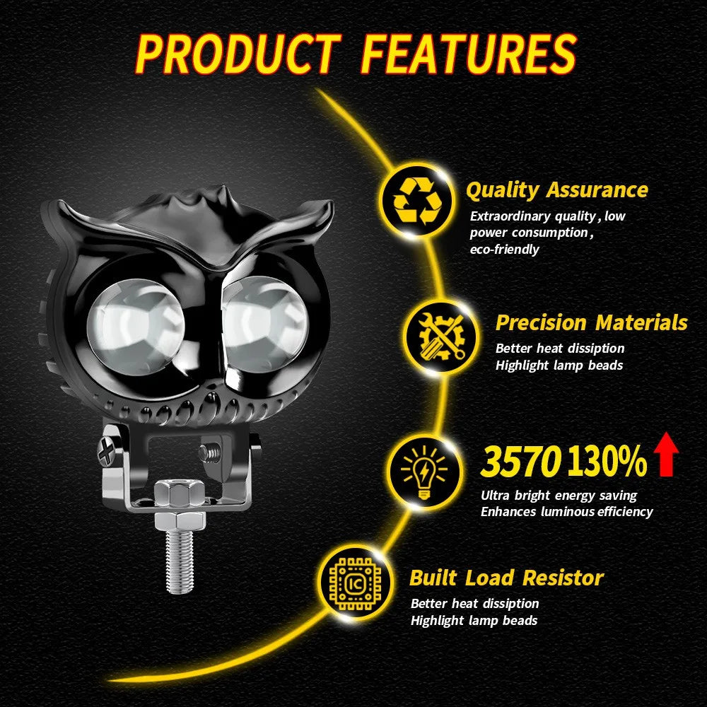 A black LED spotlight with a bat-like design and a silver mounting bracket, highlighting its features.