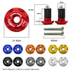 Set of various colored CNC metal handlebar counterweight grips and mounting hardware.