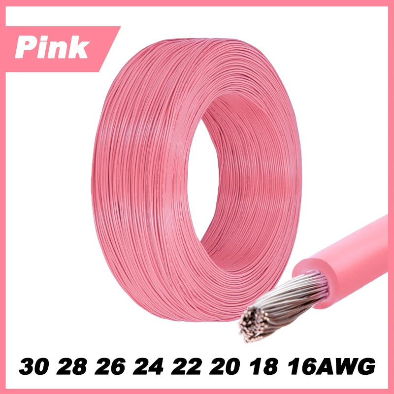 سلك نحاسي وردي مرن ومخروطي بأقطار مختلفة (30 إلى 16 AWG)، ملفوف وله طرف مقشور