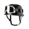 Black universal half-helmet motorcycle and EV safety gear with a clear visor