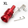 A red universal turbo exhaust whistle with a metal clamp and mounting hardware.