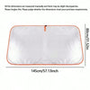 A white car windshield sun shade measuring 145cm by 80cm, designed for heat and UV protection.
