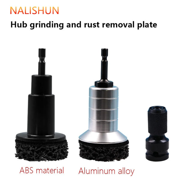 A set of hub grinding and rust removal plates made of ABS material and aluminum alloy.