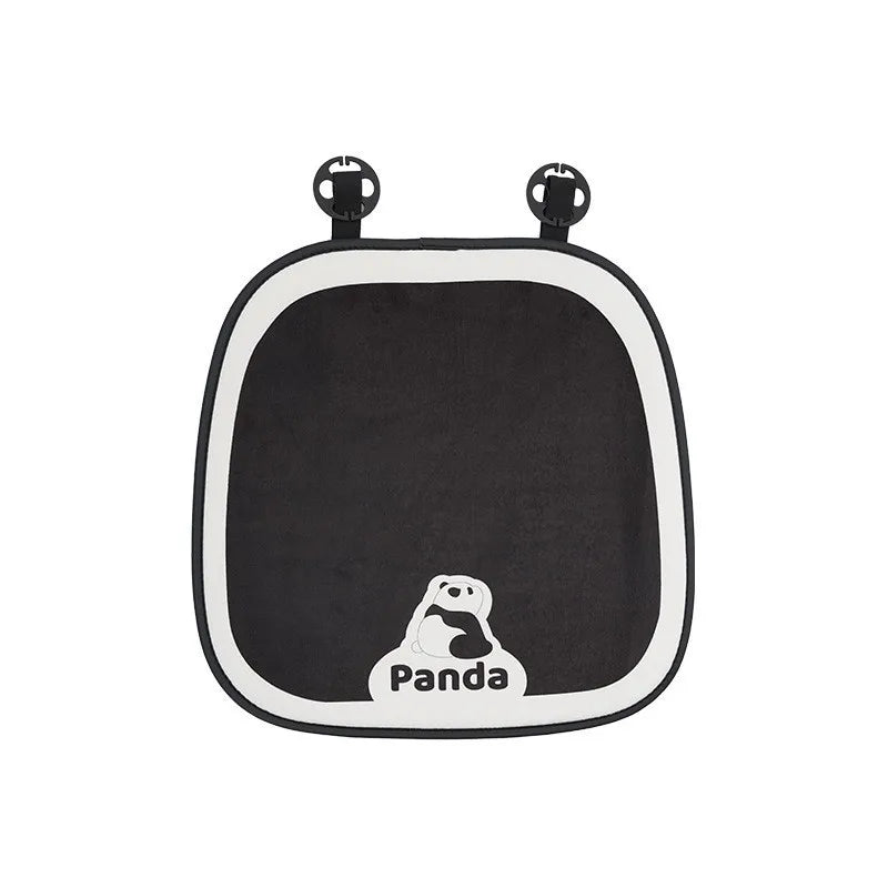 Black and white cartoon panda car seat cushion set with attachment loops